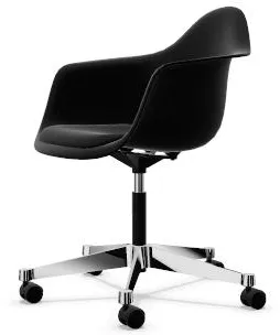 Vitra Eames Plastic PACC Kontorstol med Polstret Sete og Swivel Sort/Dyp Sort