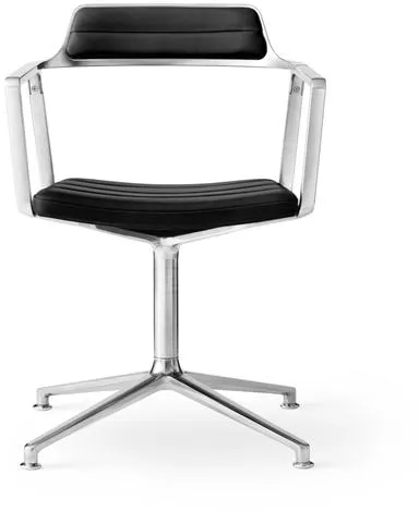 Vipp 452 Svingstol med Gulvglidere Aluminium/Sort Skinn
